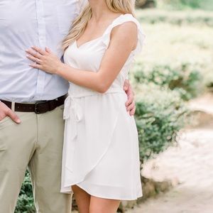 White flutter sleeve dress